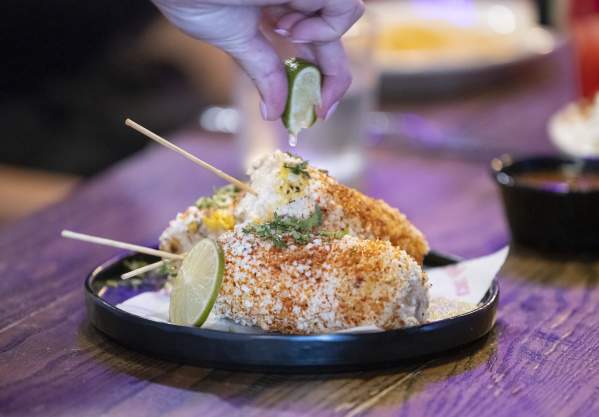 Pink Taco appetizer elotes mexican food