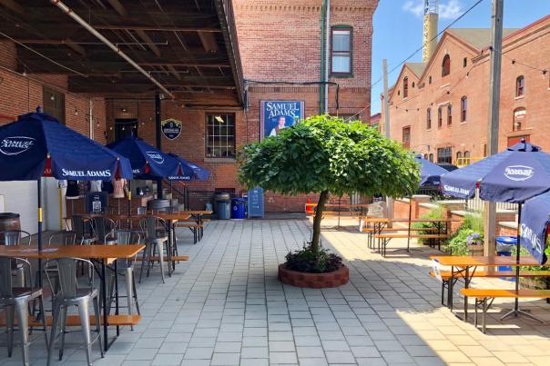 Samuel Adams Beer Garden outdoor area in a sunny day