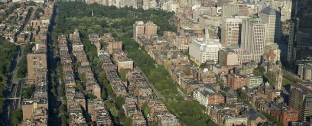 Aerial of the Emerald Necklace boston