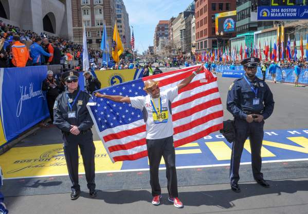 marathon history winner with flag