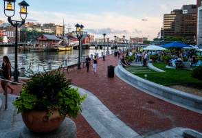 Boston Harborwalk near fort point channel