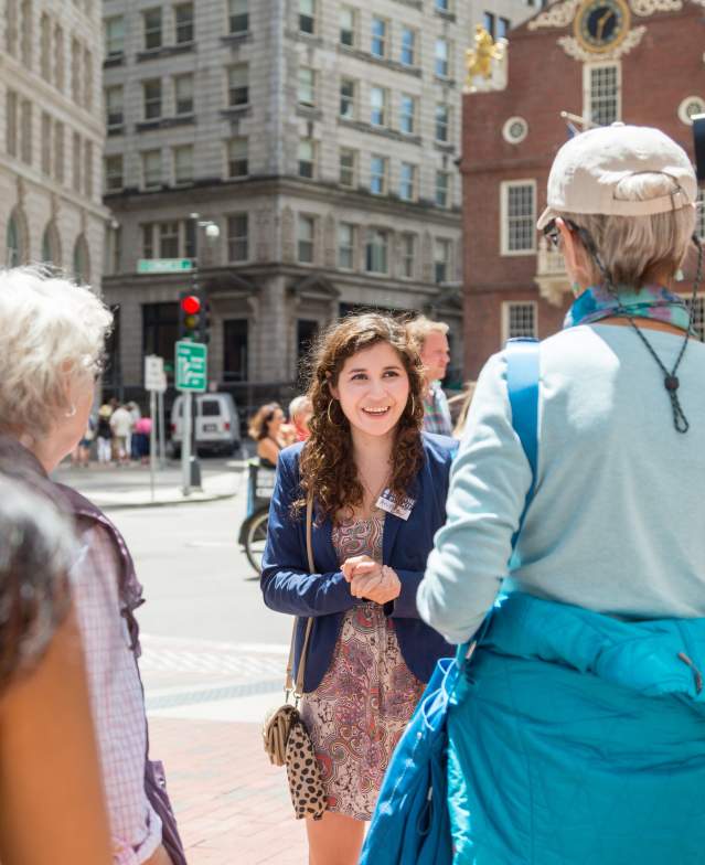 friendly business tour guide downtown
