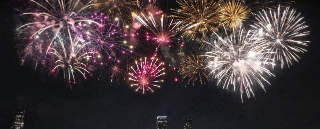 People admiring the 4th of July fireworks