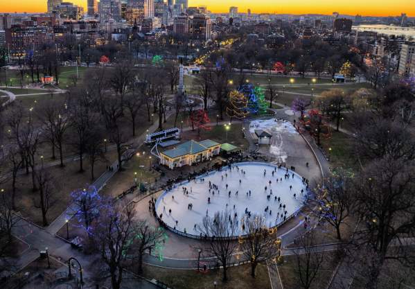 Aerial of frog pond skating taken in 2023.