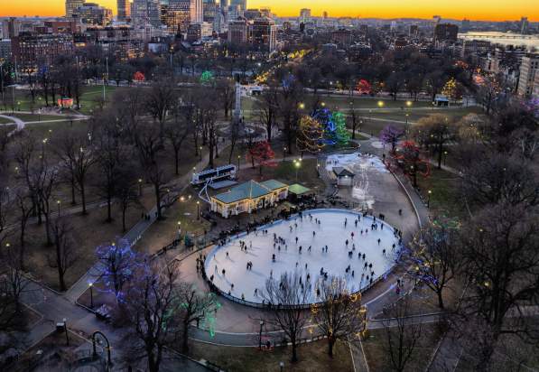Aerial of frog pond skating taken in 2023.