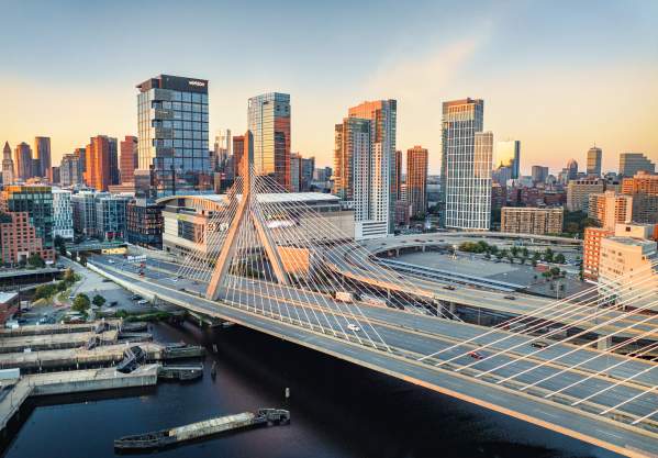 View of the city over the Zakim Bridge